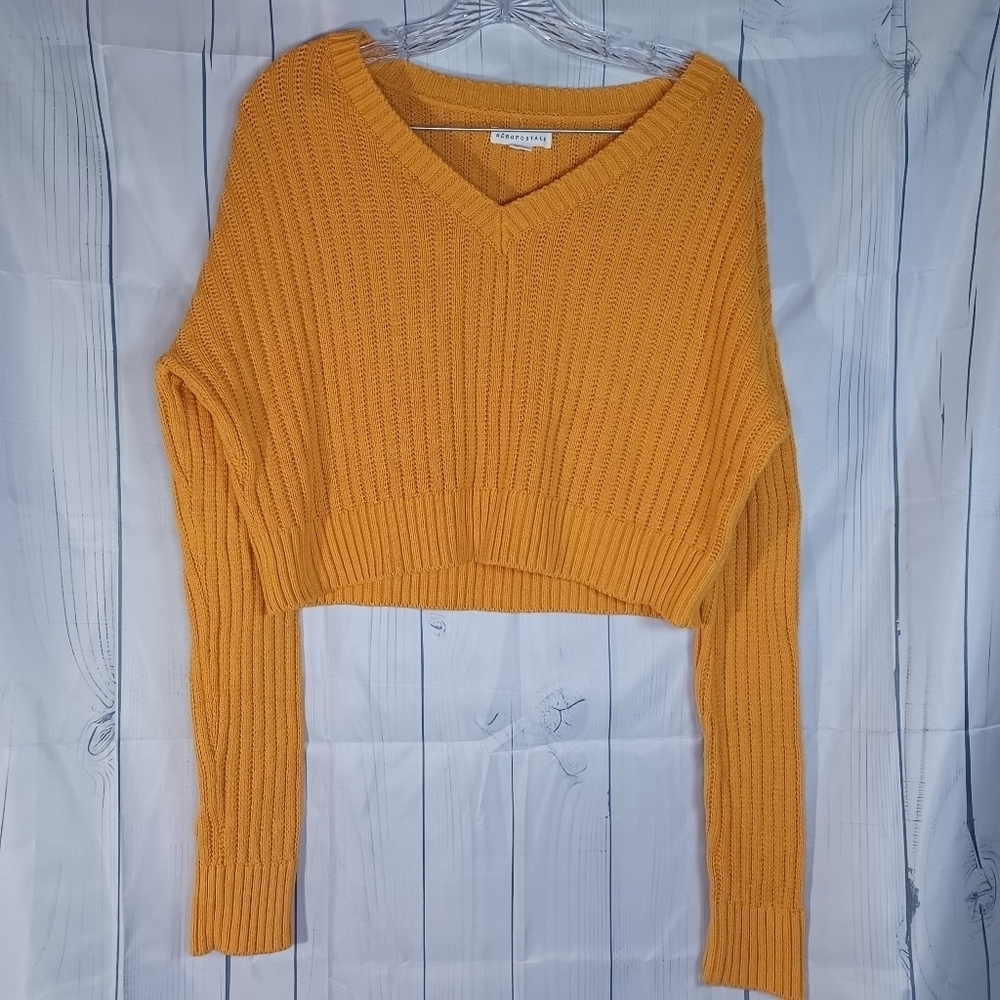 Aeropostale Y2K casual ribbed cropped v-neck sweater